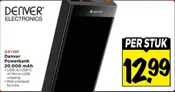 Vomar Voordeelmarkt Denver Powerbank 20.000 mAh aanbieding