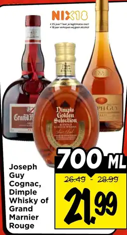 Vomar Voordeelmarkt Joseph Guy Cognac, Dimple Whisky of Grand Marnier Rouge aanbieding