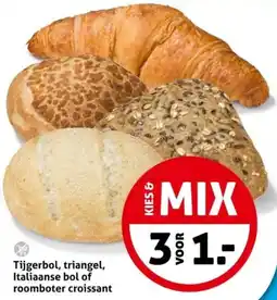 Hoogvliet Tijgerbol, triangel, Italiaanse bol of roomboter croissant aanbieding