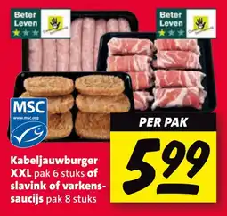 Nettorama Kabeljauwburger XXL of slavink of varkenssaucijs aanbieding