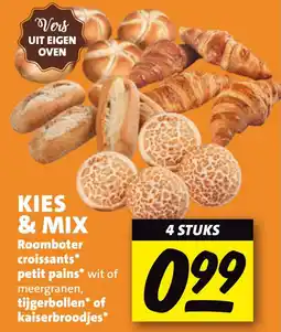 Nettorama Roomboter croissants petit pains wit of meergranen, tijgerbollen of kaiserbroodjes aanbieding