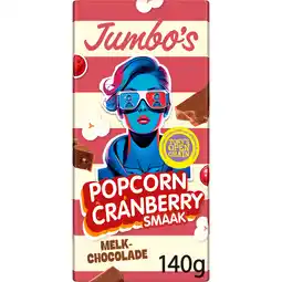 Jumbo Jumbo's Melkchocolade Popcorn Cranberry Limited Edition 140 g aanbieding