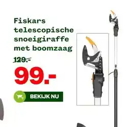 Welkoop Fiskars telescopische snoeigiraffe met boomzaag aanbieding