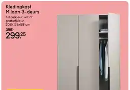 Leen Bakker Kledingkast Milaan 3-deurs aanbieding