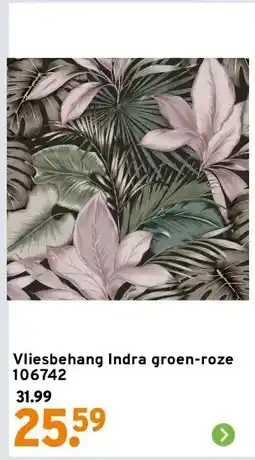 GAMMA Vliesbehang Indra groen-roze 106742 aanbieding