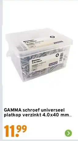 GAMMA GAMMA schroef universeel platkop verzinkt 4.0x40 mm 500 stuks aanbieding