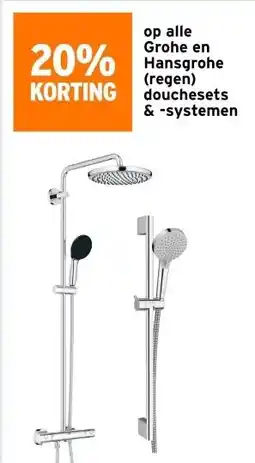 GAMMA op alle Grohe en Hansgrohe (regen) douchesets & -systemen aanbieding