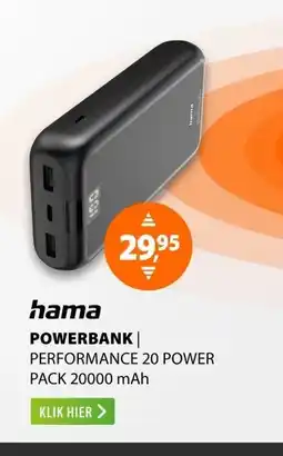 Expert Hama Performance 20 Power Pack 20.000 mAh Antraciet aanbieding