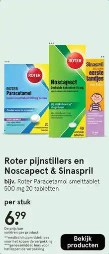 Etos Roter pijnstillers en Noscapect & Sinaspril aanbieding