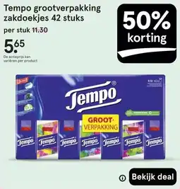 Etos Tempo grootverpakking zakdoekjes 42 stuks aanbieding