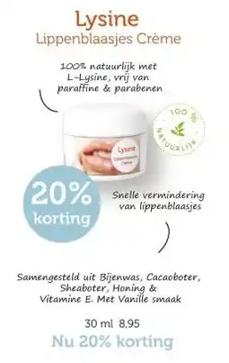 De Rode Pilaren Lysine Lippenblaasjes Crème aanbieding
