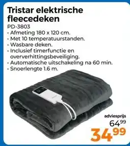 Trekpleister Tristar elektrische fleecedeken aanbieding