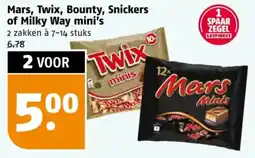 Poiesz Mars, Twix, Bounty, Snickers of Milky Way mini's aanbieding