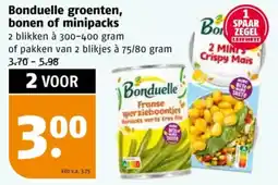 Poiesz Bonduelle groenten, bonen of minipacks aanbieding
