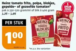 Poiesz Heinz tomato frito, polpa, blokjes, gepelde of gezeefde tomaten aanbieding
