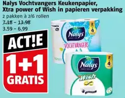 Poiesz Nalys Vochtvangers Keukenpapier, Xtra power of Wish in papieren verpakking aanbieding