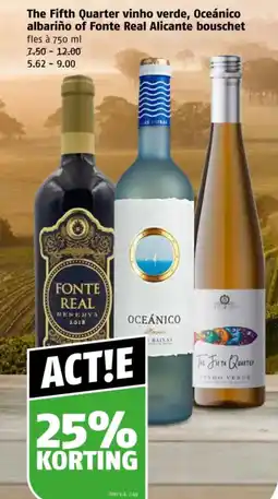 Poiesz The Fifth Quarter vinho verde, Oceánico albariño of Fonte Real Alicante bouschet aanbieding
