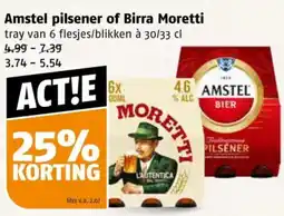 Poiesz Amstel pilsener of Birra Moretti aanbieding