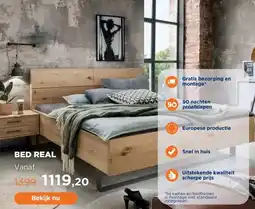 TotaalBED Bed Real met houten hoofdbord | 140 x 200 cm | Bianco eiken aanbieding