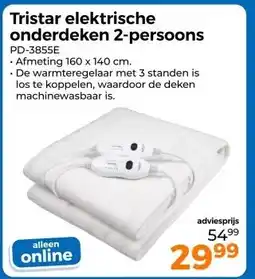 Trekpleister Tristar elektrische onderdeken 2-persoons aanbieding