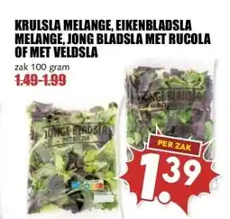 MCD Supermarkt KRULSLA MELANGE, EIKENBLADSLA MELANGE, JONG BLADSLA MET RUCOLA OF MET VELDSLA aanbieding