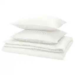 IKEA Nattjasmin wit bedset, gestreepte satijn, katoen-lyocell mix, rechthoekige vorm aanbieding
