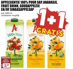 MCD Supermarkt APPELSIENTJE 100% PUUR SAP, ANANASJE, FRUIT DRINK, GOUDAPPELTJE EN/OF SINAASAPPELSAP aanbieding