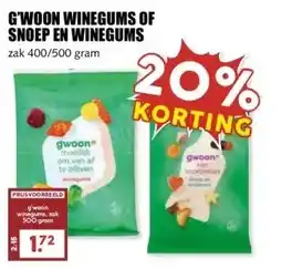 MCD Supermarkt G'WOON WINEGUMS OF SNOEP EN WINEGUMS aanbieding