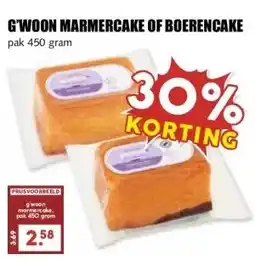 MCD Supermarkt G'WOON MARMERCAKE OF BOERENCAKE aanbieding