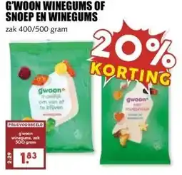 MCD Supermarkt G'WOON WINEGUMS OF SNOEP EN WINEGUMS aanbieding
