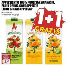 MCD Supermarkt APPELSIENTJE 100% PUUR SAP, ANANASJE, FRUIT DRINK, GOUDAPPELTJE EN/OF SINAASAPPELSAP aanbieding