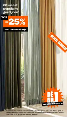 Kwantum 80 meest populaire gordijnen TOT * -25% van de totaalprijs aanbieding