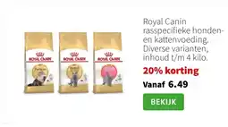 Intratuin Royal Canin rasspecifieke honden en kattenvoeding. aanbieding