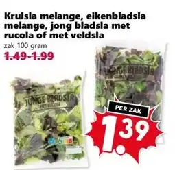 CoopCompact Krulsla melange, eikenbladsla melange, jong bladsla met rucola of met veldsla aanbieding