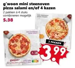 CoopCompact g'woon mini steenoven pizza salami en/of 4 kazen aanbieding