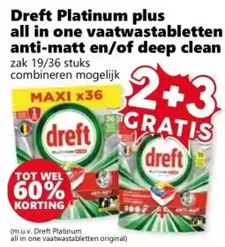 Coop Dreft Platinum plus all in one vaatwastabletten anti-matt en/of deep clean aanbieding