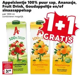 CoopCompact Appelsientje 100% puur sap, Ananasje, Fruit Drink, Goudappeltje en/of sinaasappelsap aanbieding