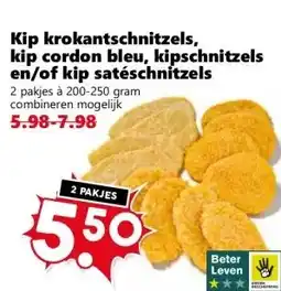 Coop Kip krokantschnitzels, kip cordon bleu, kipschnitzels en/of kip satéschnitzels aanbieding