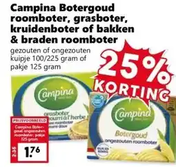 Coop Campina Botergoud roomboter, grasboter, kruidenboter of bakken & braden roomboter aanbieding