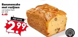 Coop Bananencake met rozijnen aanbieding