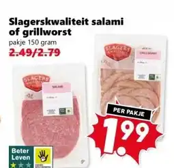 Coop Slagerskwaliteit salami of grillworst aanbieding