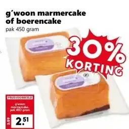 Coop g'woon marmercake of boerencake aanbieding