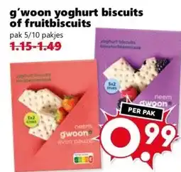 Coop 'woon yoghurt biscuits of fruitbiscuits aanbieding