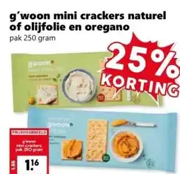 Coop g'woon mini crackers naturel of olijfolie en oregano aanbieding