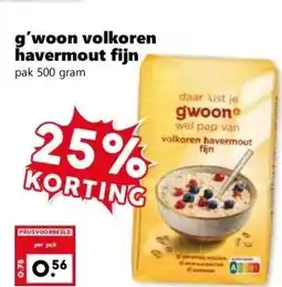 Coop g'woon volkoren havermout fijn aanbieding