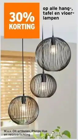 GAMMA op alle hang-, tafel en vloer- lampen aanbieding