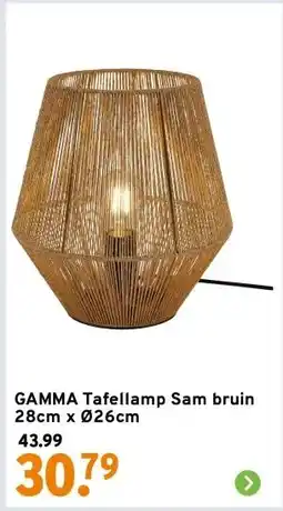GAMMA GAMMA Tafellamp Sam bruin 28cm x Ø26cm aanbieding