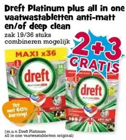 Boon`s Markt Dreft Platinum plus all in one vaatwastabletten anti-matt en/of deep clean aanbieding