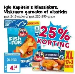 Boon`s Markt Iglo Kapitein's Klassiekers, Viskraam garnalen of vissticks aanbieding
