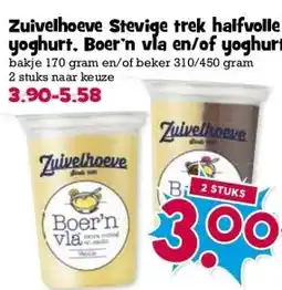 Boon`s Markt Zuivelhoeve Stevige trek halfvolle yoghurt. Boer'n vla en/of yoghurt aanbieding